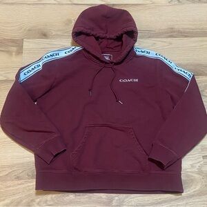 Coach Maroon Hoodie with Logo Stripes Women’s Small